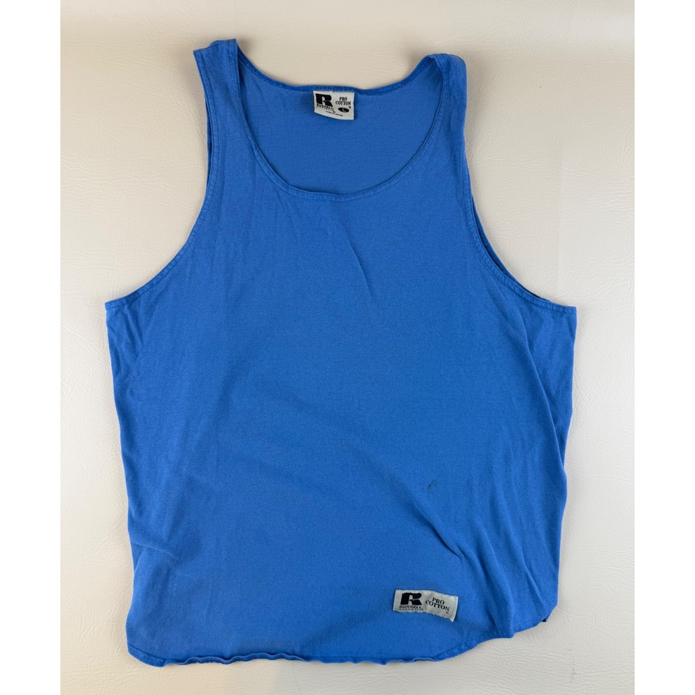 Vintage Athletic Tank Top Blue Pro Cotton Large Russell Athletic